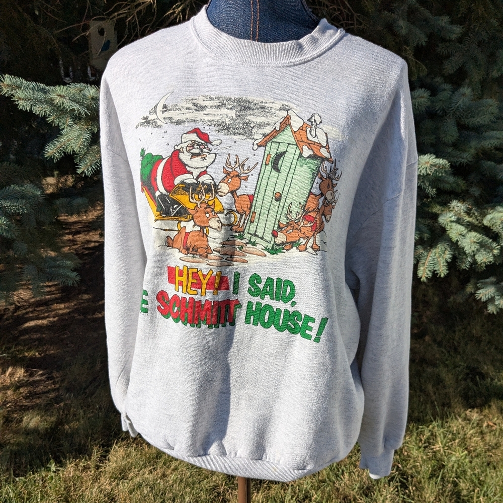 The Wild Side 80's Santa Reindeer Comic Funny Christmas Sweatshirt Sz Large USA